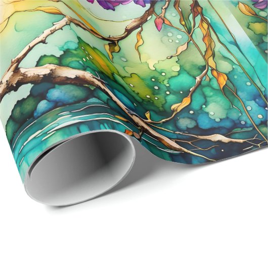 Kingfisher neergestreken over water Wilde bloemen Cadeaupapier (Rol Hoek)