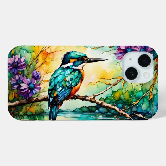 Kingfisher neergestreken over water Wilde bloemen Case-Mate iPhone Case (Achterkant (horizontaal))