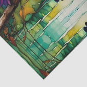 Kingfisher neergestreken over water Wilde bloemen Tissuepapier (Detail)