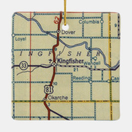 Kingfisher OK Retro Map Keramisch Ornament