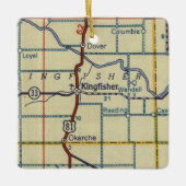 Kingfisher OK Retro Map Keramisch Ornament (Voorkant)