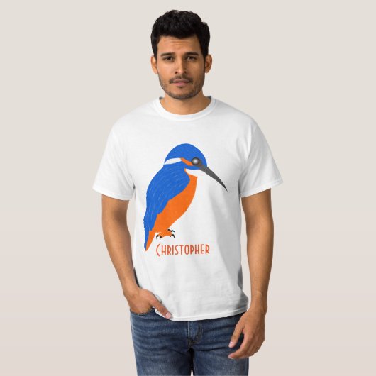 Kingfisher ontwerp gepersonaliseerd t-shirt (Voorkant volledig)