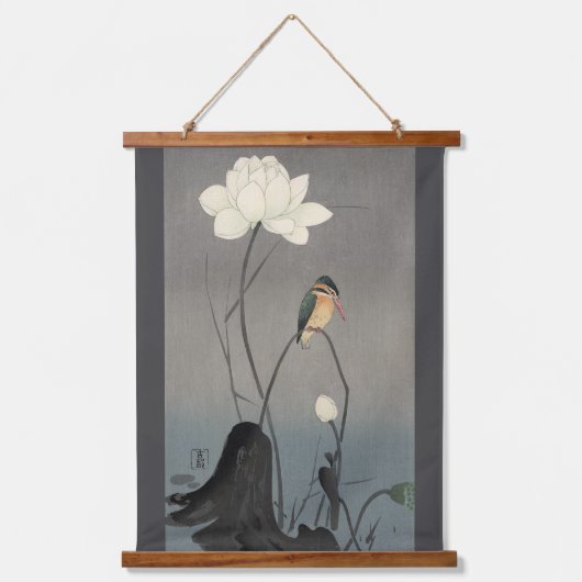 Kingfisher op Lotus, Koson, Ukiyo-e Hangend Wandkleed (Voorkant)
