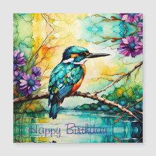 Kingfisher over Water, Wildflower Verjaardagskaart