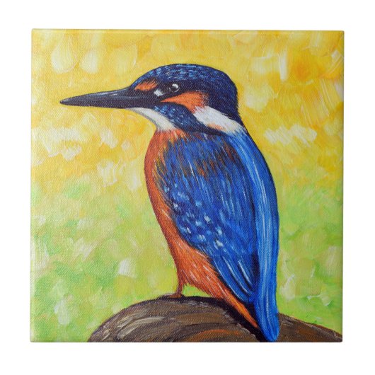 Kingfisher Painting Tegeltje (Voorkant)