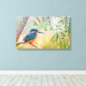 Kingfisher Perched op Branch Canvas Afdruk (Insitu (Houten vloer))