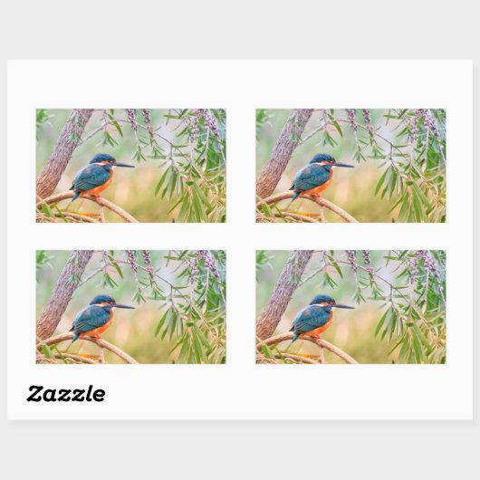 Kingfisher Perched op Branch Rechthoekige Sticker (Vel)