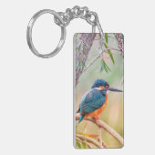 Kingfisher Perched op Branch Sleutelhanger (Voorkant Links)