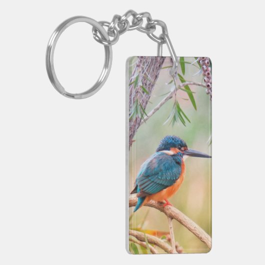 Kingfisher Perched op Branch Sleutelhanger (Voorkant Links)