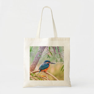 Kingfisher Perched op Branch Tote Bag