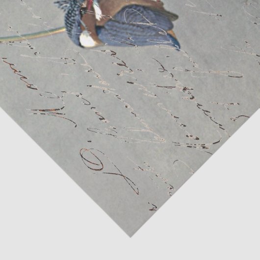 Kingfisher Reflection French Script  Bird Tissuepapier (Detail)