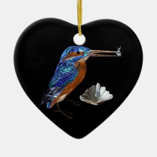 KINGFISHER, SEASHELLS BLUE SAPPHIRE HEART MONOGRAM KERAMISCH ORNAMENT (Voorkant)