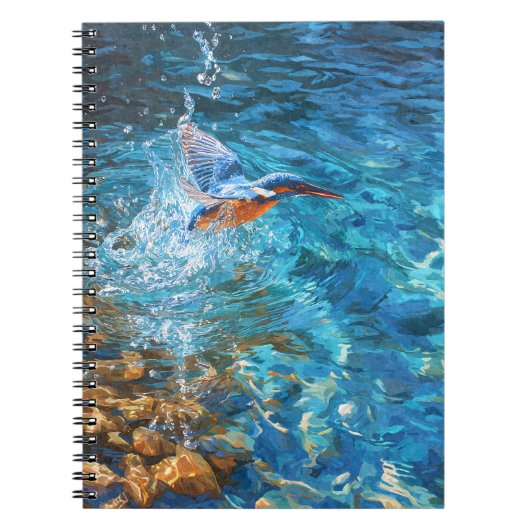 Kingfisher Splashing Clear Blue Water Art Notitieboek (Voorkant)