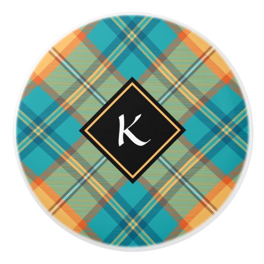 Kingfisher Tartan Ceramic Knob Keramische Knop (Voorkant)