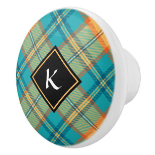 Kingfisher Tartan Ceramic Knob Keramische Knop