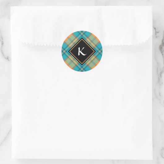 Kingfisher Tartan Classic Round Sticker (Tas)