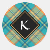 Kingfisher Tartan Classic Round Sticker (Voorkant)