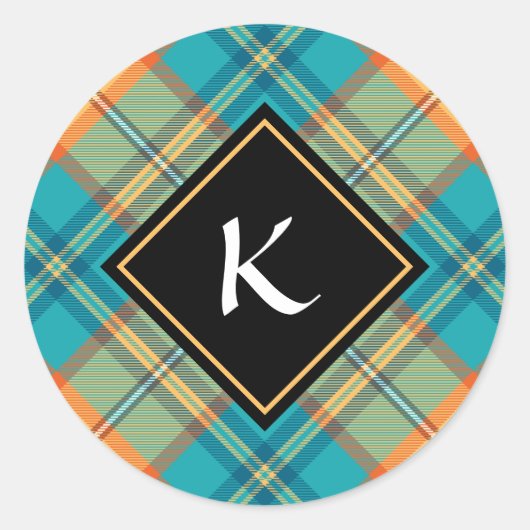 Kingfisher Tartan Classic Round Sticker (Voorkant)