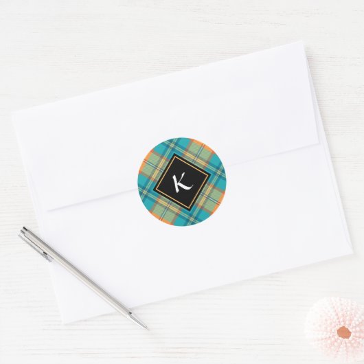 Kingfisher Tartan Classic Round Sticker (Envelop)