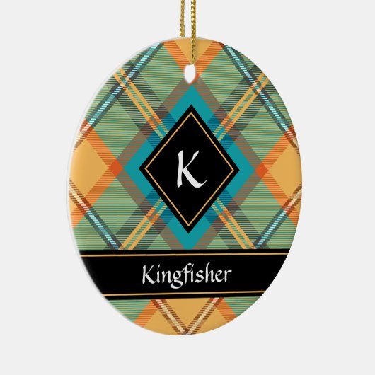 Kingfisher Tartan Keramisch Ornament (Rechts)