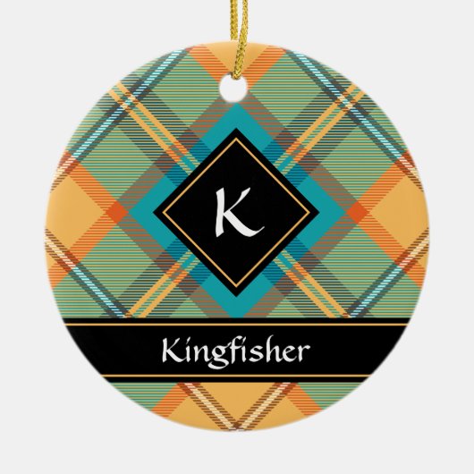 Kingfisher Tartan Keramisch Ornament (Voorkant)