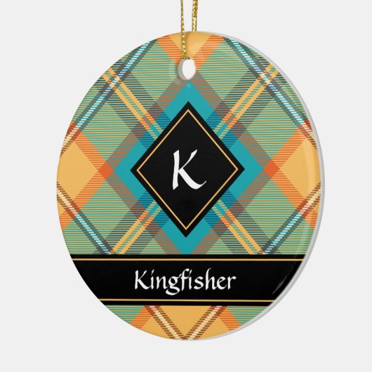 Kingfisher Tartan Keramisch Ornament (Links)