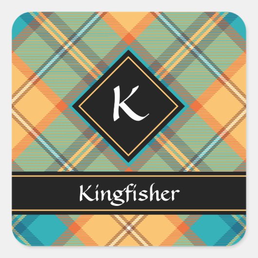 Kingfisher Tartan Square Sticker (Voorkant)