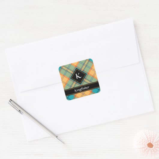 Kingfisher Tartan Square Sticker (Envelop)