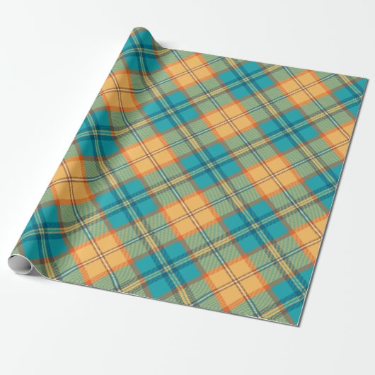 Kingfisher Tartan Wrapping Paper Cadeaupapier (Uitgerold)