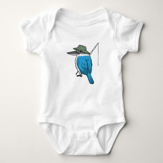 Kingfisher Vist Fisher Vissen rod Romper (Voorkant)