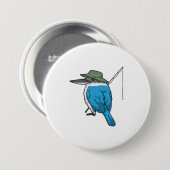 Kingfisher Vist Fisher Vissen rod Ronde Button 7,6 Cm (Voorkant /achterkant)
