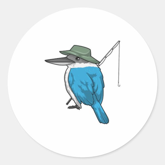 Kingfisher Vist Fisher Vissen rod Ronde Sticker (Voorkant)