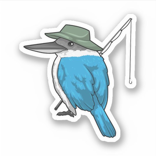 Kingfisher Vist Fisher Vissen rod Sticker (Voorkant)