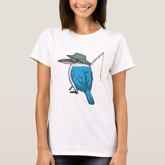 Kingfisher Vist Fisher Vissen rod T-shirt (Voorkant)