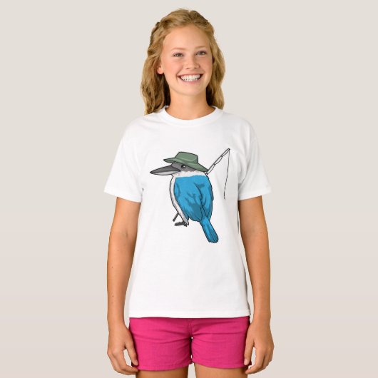 Kingfisher Vist Fisher Vissen rod T-shirt (Voorkant volledig)
