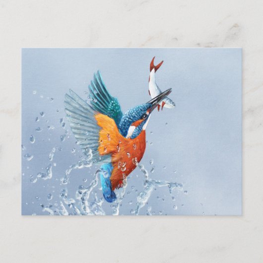 Kingfisher vliegt uit het water briefkaart (Voorkant)