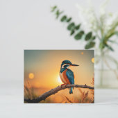 Kingfisher vogel briefkaart (Staand voorkant)