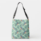 Kingfisher. Vogel en bladeren Crossbody Tas (Achterkant)
