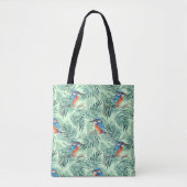 Kingfisher. Vogel en bladeren Tote Bag (Voorkant)
