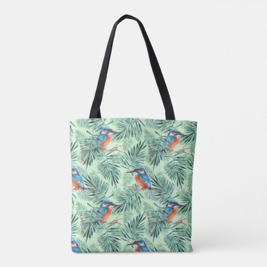 Kingfisher. Vogel en bladeren Tote Bag (Achterkant)