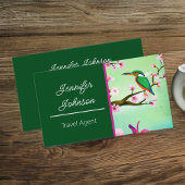 Kingfisher Vogel in Sakura Cherry Tree Reisagent Visitekaartje