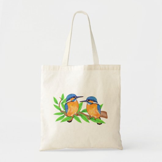 Kingfisher vogel op de natuur schattige vogelkunst tote bag (Voorkant)