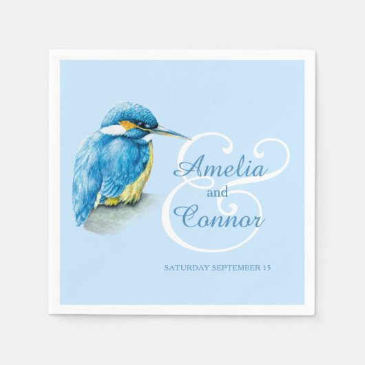 Kingfisher vogel waterverf kunst aangepaste bruilo servet (Voorkant)