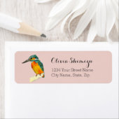 Kingfisher vogel Waterverf schilderij adres Etiket (Insitu)