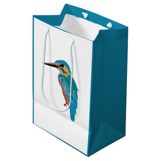 Kingfisher Vogelkunst Medium Cadeauzakje (Voorkant Gekanteld)