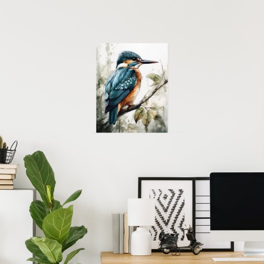 Kingfisher Vogelkunst Print Poster (Thuiskantoor)