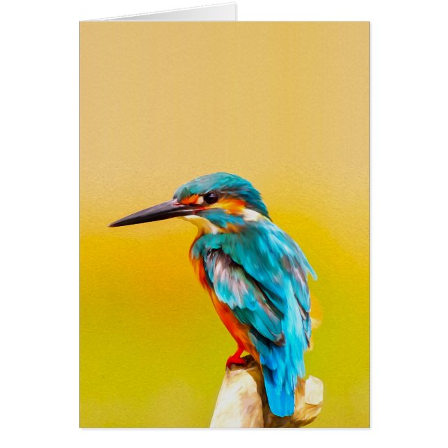 Kingfisher Vogelportret Waterverf (Voorkant)