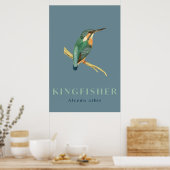 Kingfisher-vogelvintage-poster Poster (Keuken)