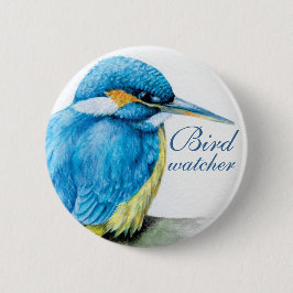 Kingfisher vogelwachter knop/badge ronde button 5,7 cm