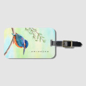 Kingfisher Waterverf Blue Oranje Bird Bagagelabel (Voorkant (horizontaal))